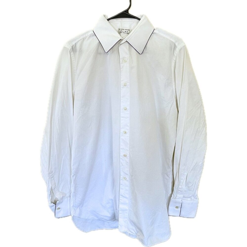 d. Fine Mirage Bellagio Men’s White Dress Shirt 41/16 – Black Trim, Long Sleeve